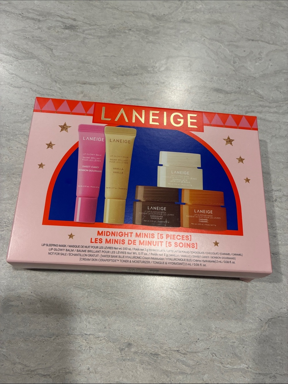 LANEIGE Midnight Minis Travel Skincare Set - Pink, Gold, Blue